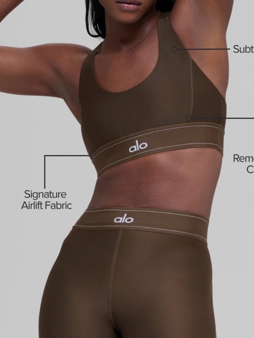ALO Yoga Brown Scoop Neck Airlift Crop Top